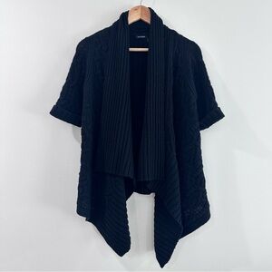 MAGASCHONI wool cashmere half sleeve draped knit cardigan sweater black small